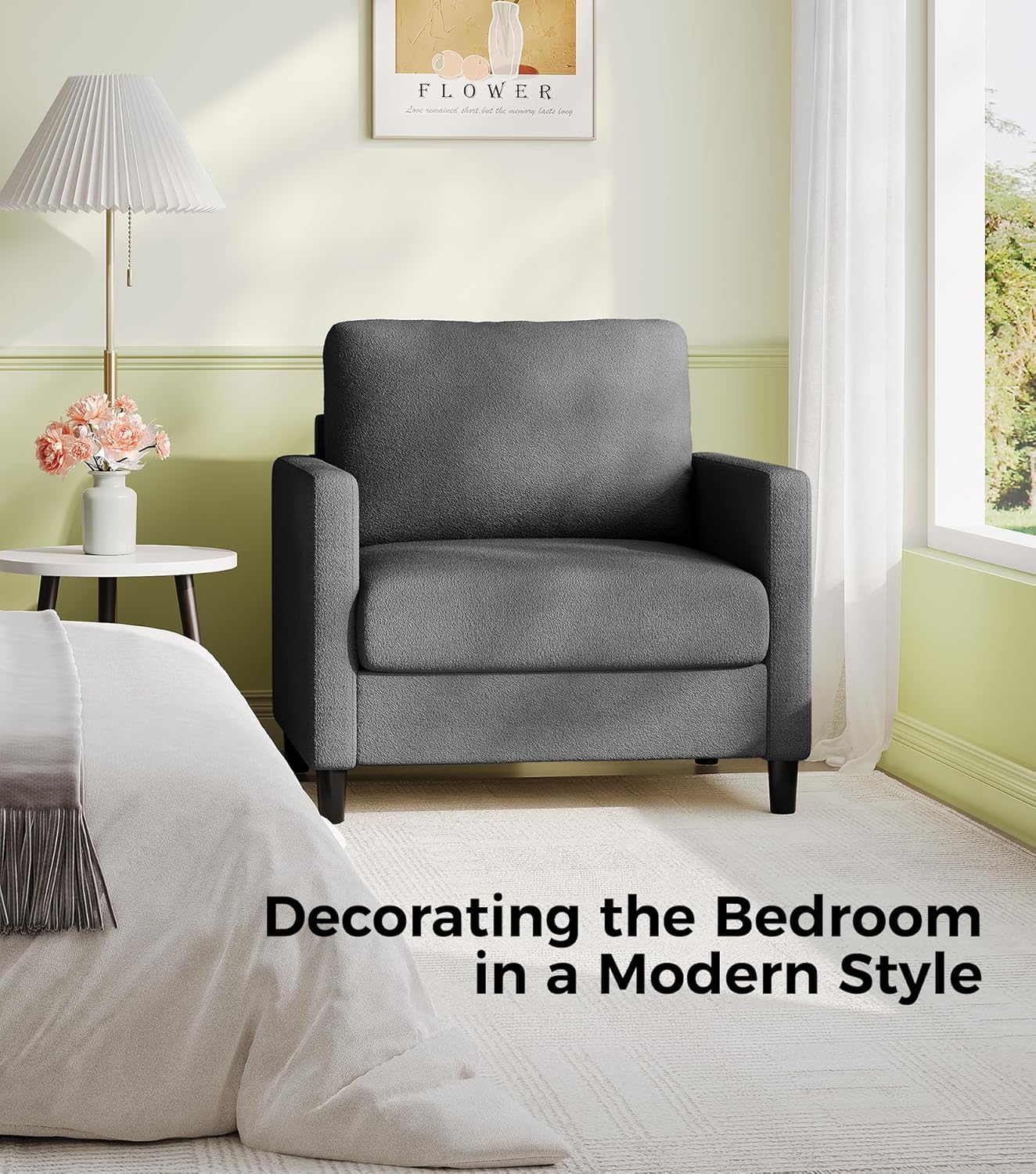 Causeuse de 51 pouces, causeuse confortable en velours côtelé