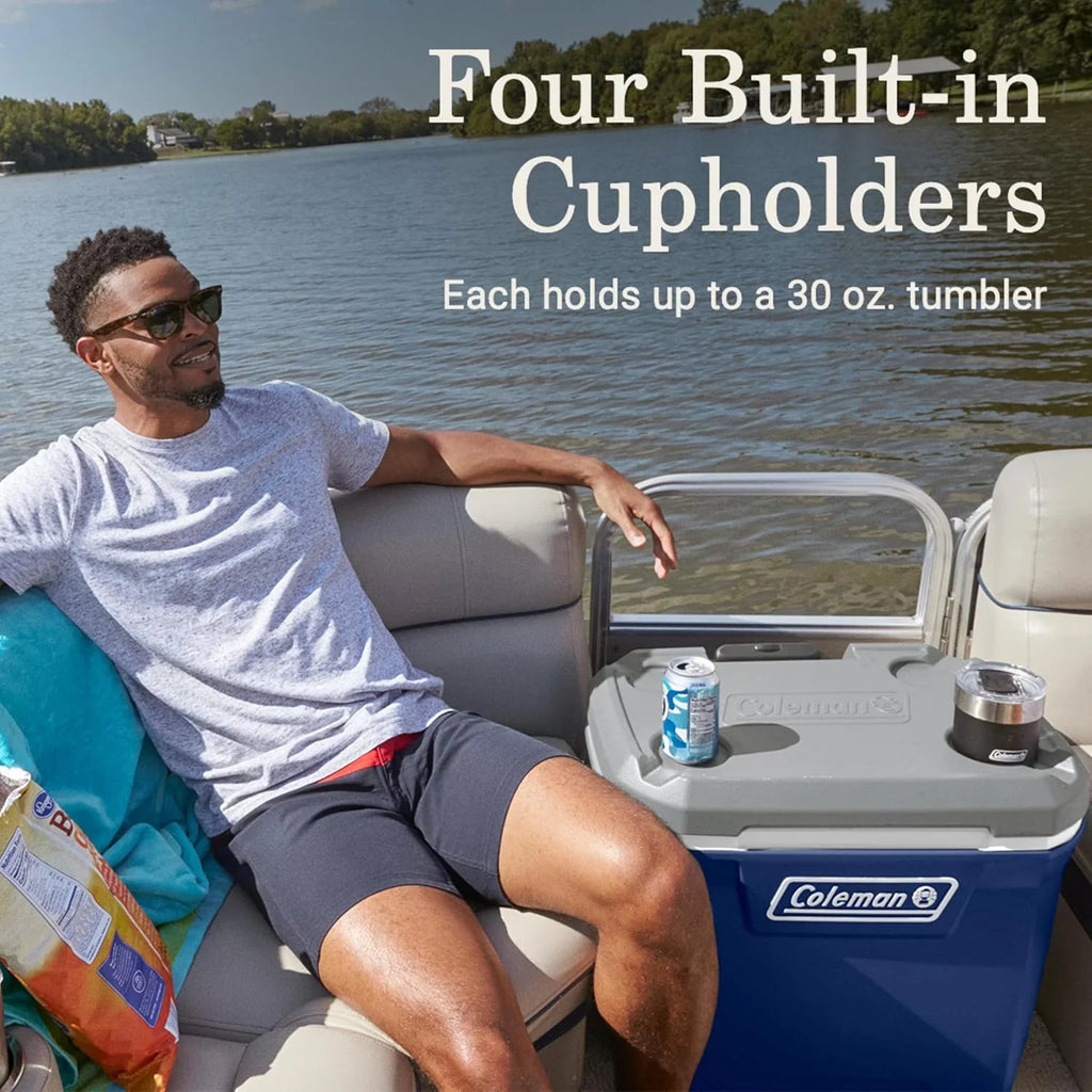 Glacière portable isotherme à roulettes Coleman, glacière rigide d'extérieur étanche, conserve la glace jusqu'à 5 jours, 100 litres