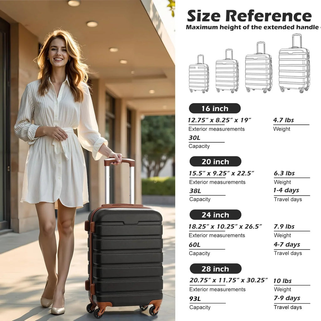 Ensemble de 3 valises rigides à roulettes légères avec serrure TSA