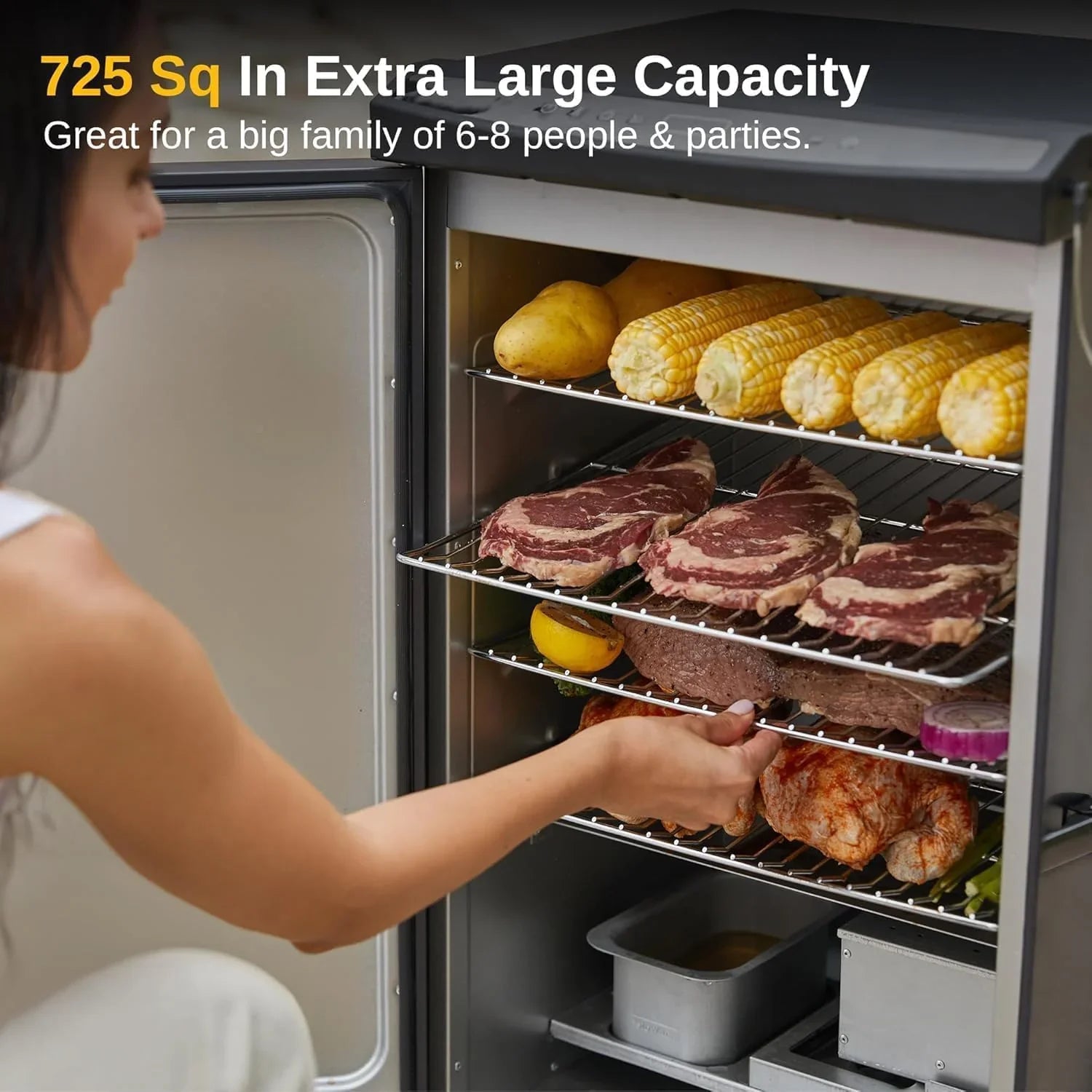 Fumoir électrique d'extérieur EAST OAK 30" | Sonde à viande intégrée, fumage jusqu'à 6 fois plus longtemps en une seule charge, chargement latéral pour un fumage ininterrompu