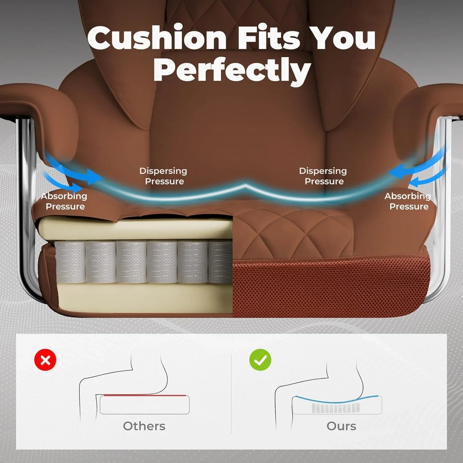 Grande chaise de bureau à dossier haut, chaise de jeu en cuir à dossier haut avec repose-pieds