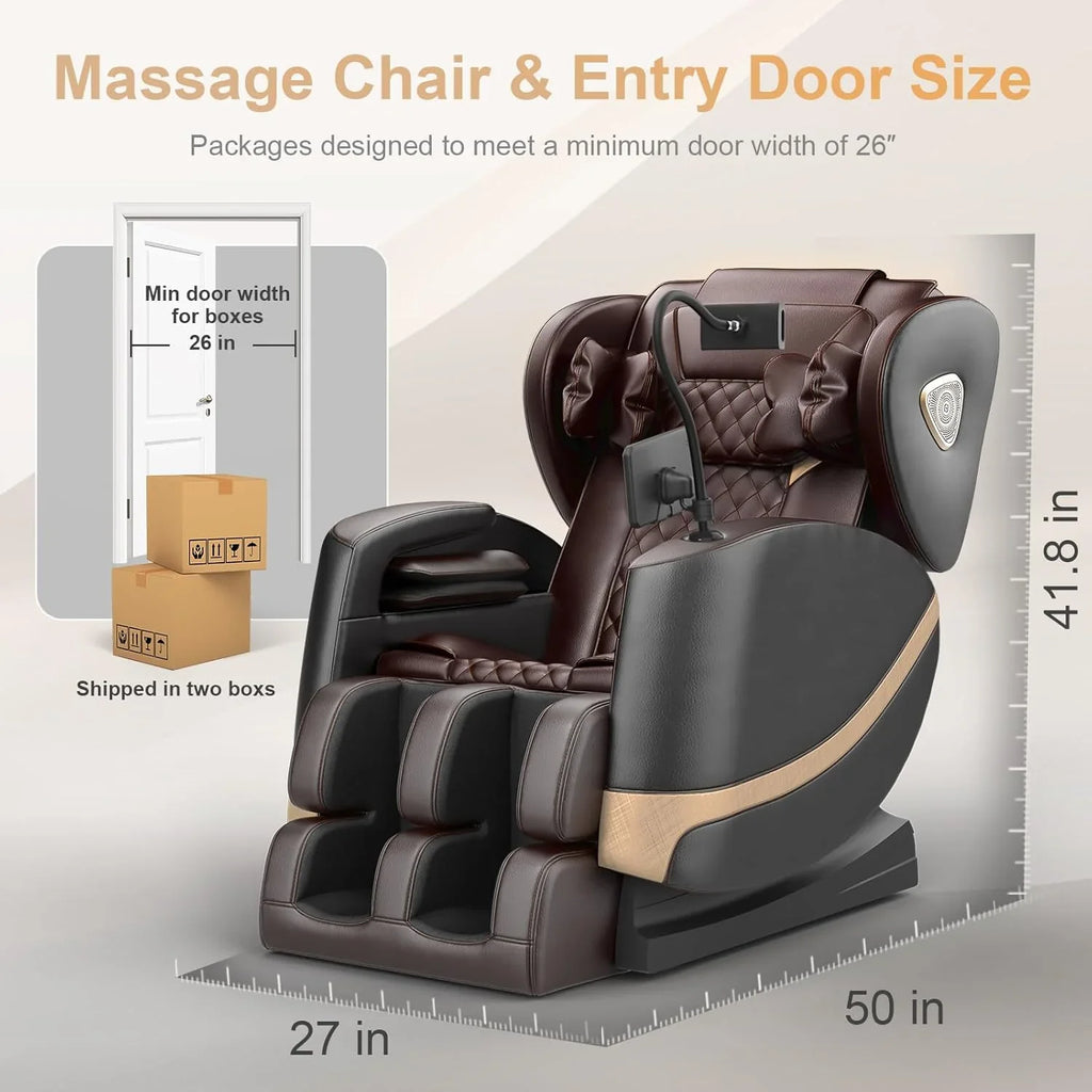 Fauteuil de massage complet, fauteuil de massage à gravité zéro avec 10 rouleaux fixes, chauffage, massage des pieds