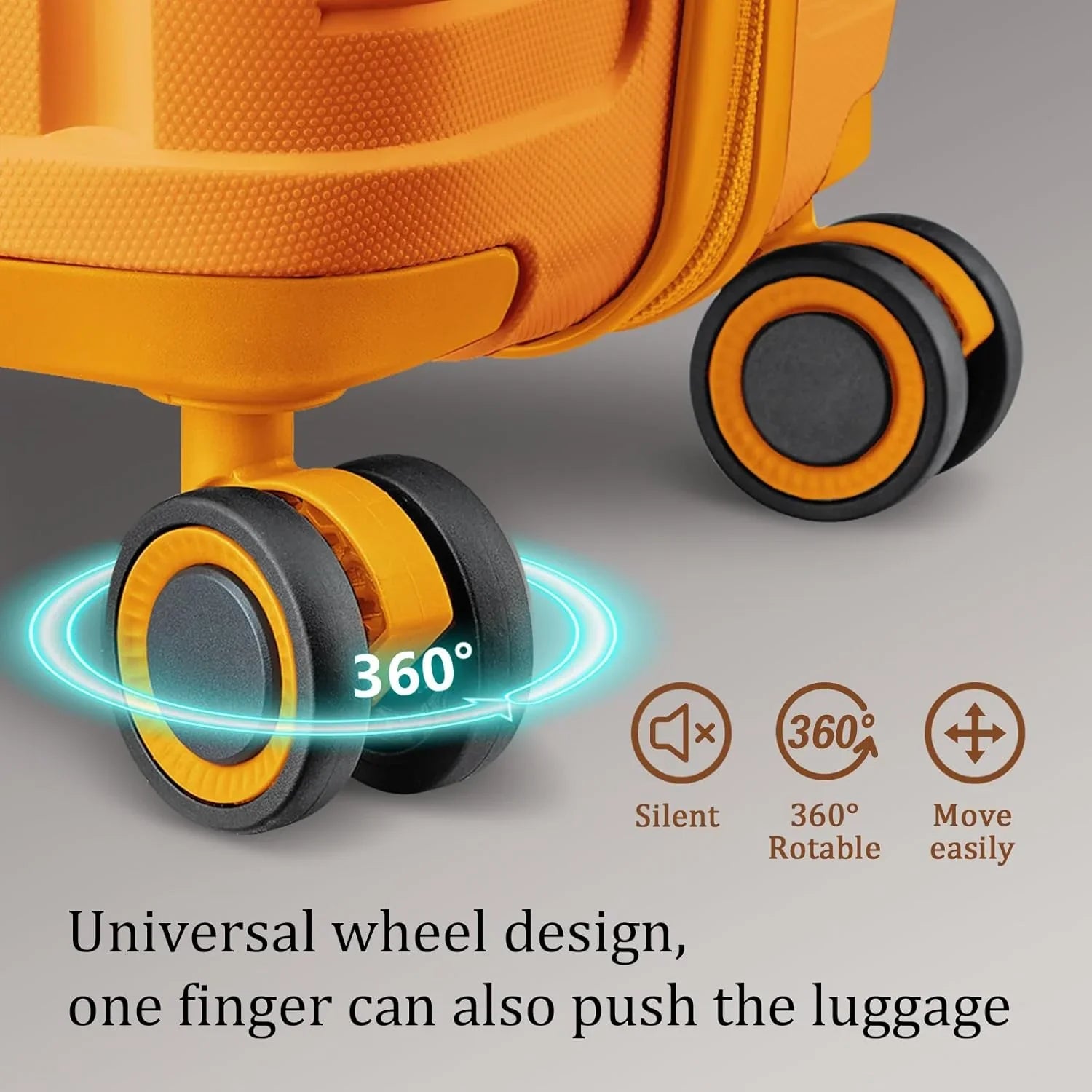 Ensemble de 5 valises de voyage légères à coque rigide en PP avec deux roulettes pivotantes et serrure TSA