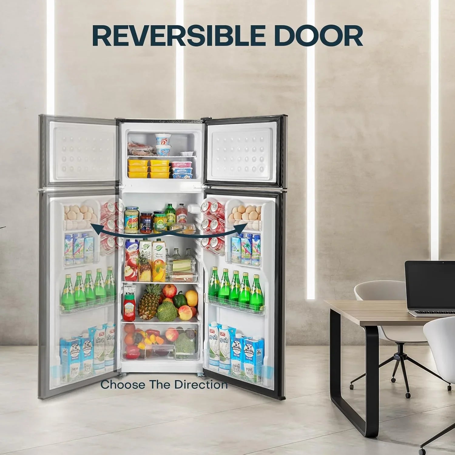 Réfrigérateur Upstreman de 7,7 pieds cubes avec congélateur, double porte,