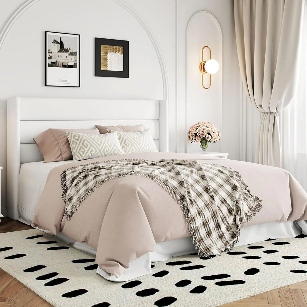 Lit queen-size relevable avec rangement Allewie, tête de lit à oreilles moderne et support hydraulique