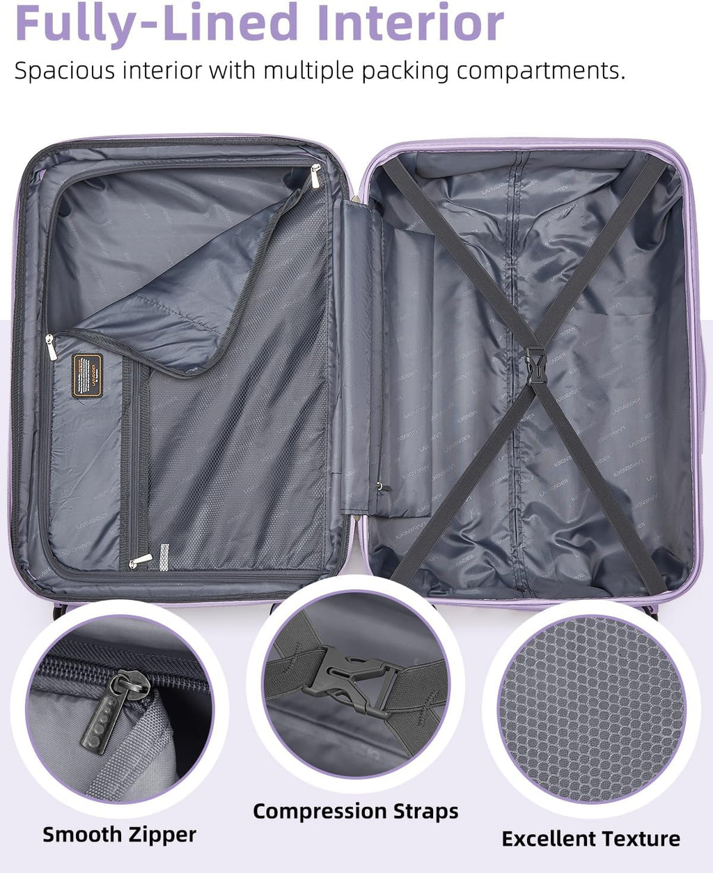 Ensemble de bagages 6 pièces, ensemble de valises rigides extensibles avec roulettes pivotantes, ensemble de bagages à roulettes légers