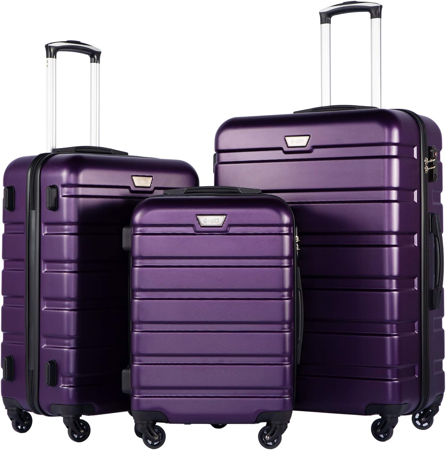 Ensemble de 3 valises Coolife, valises à roulettes rigides et légères avec serrure TSA
