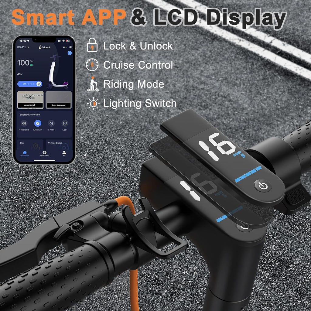 Trottinette électrique, moteur puissant de 350 W/500 W, pneus pleins de 8,5"/10", autonomie de 19/22 mph, 28/21/12 miles