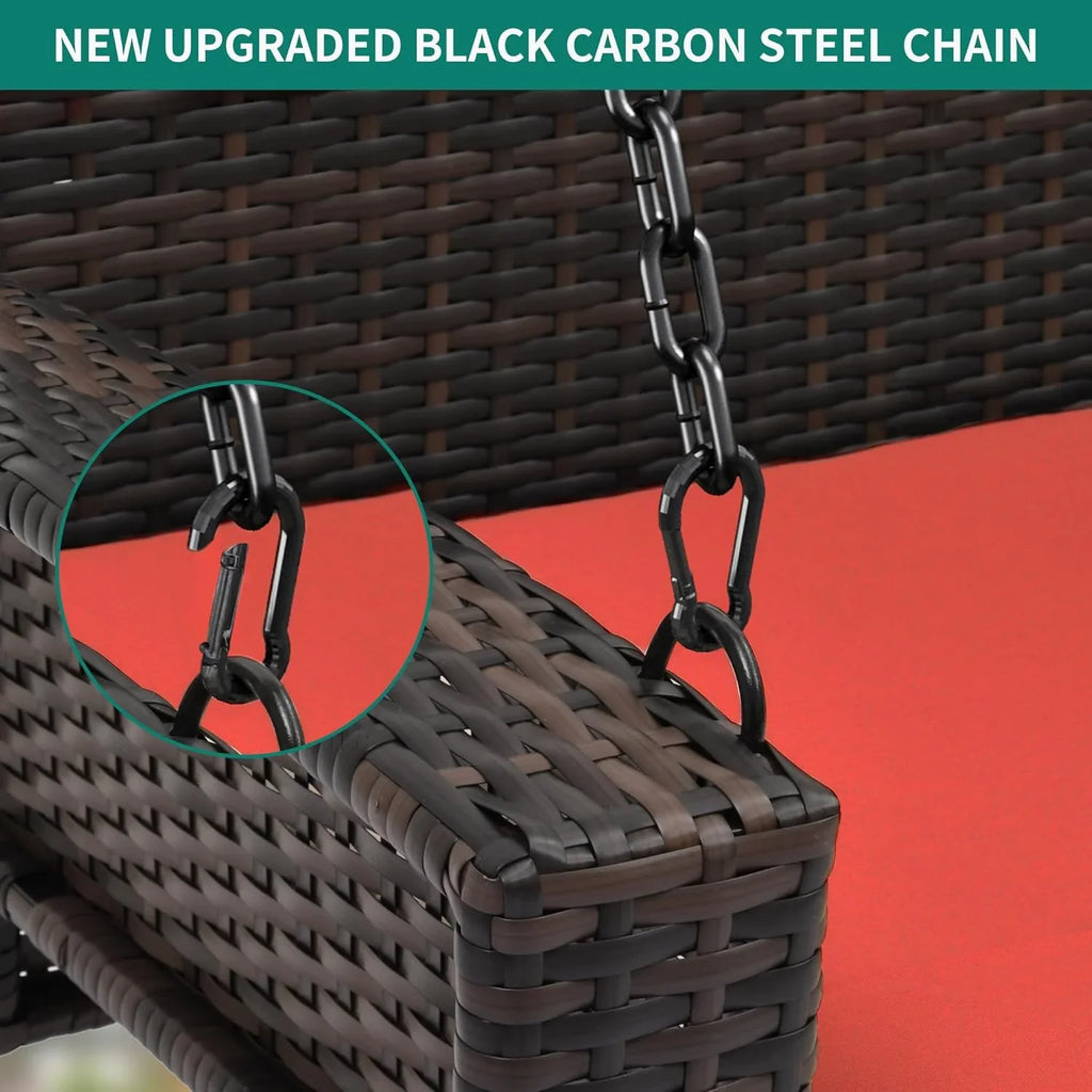 YITAHOME Balancelle suspendue pour porche, 3 places, banc d'extérieur en osier