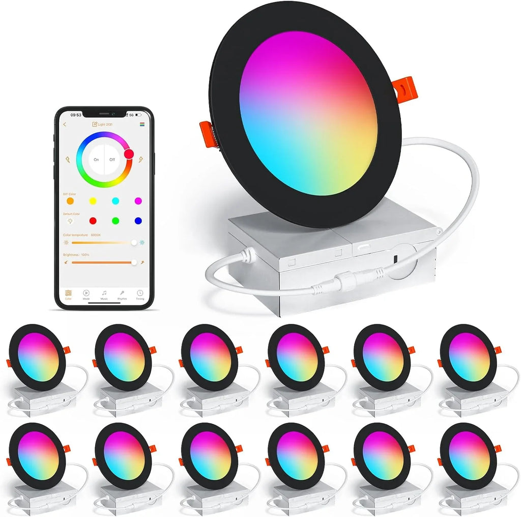 Spot LED encastré intelligent 12 W RGBCW à changement de couleur de 4 po avec boîte de jonction