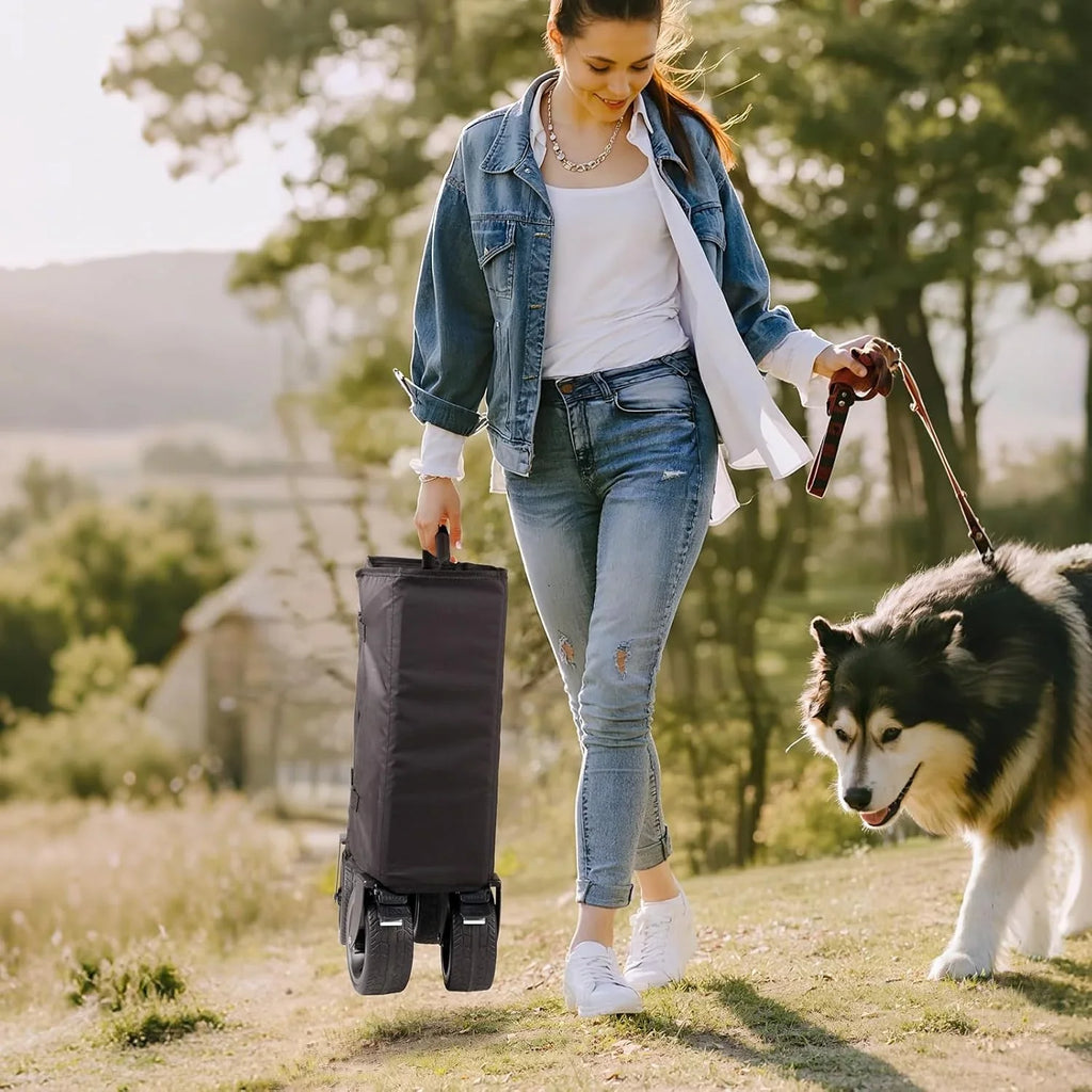 Chariot de voyage pliable extra large de 48 pouces, capacité de 254 kg, chariot utilitaire robuste de 350 L avec freins et roues tout-terrain.