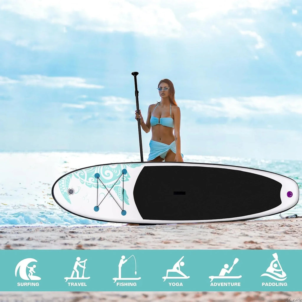 Planche de stand up paddle gonflable FunWater avec accessoires de pagaie SUP haut de gamme, pont EVA antidérapant, pagaie 11'/10'6'