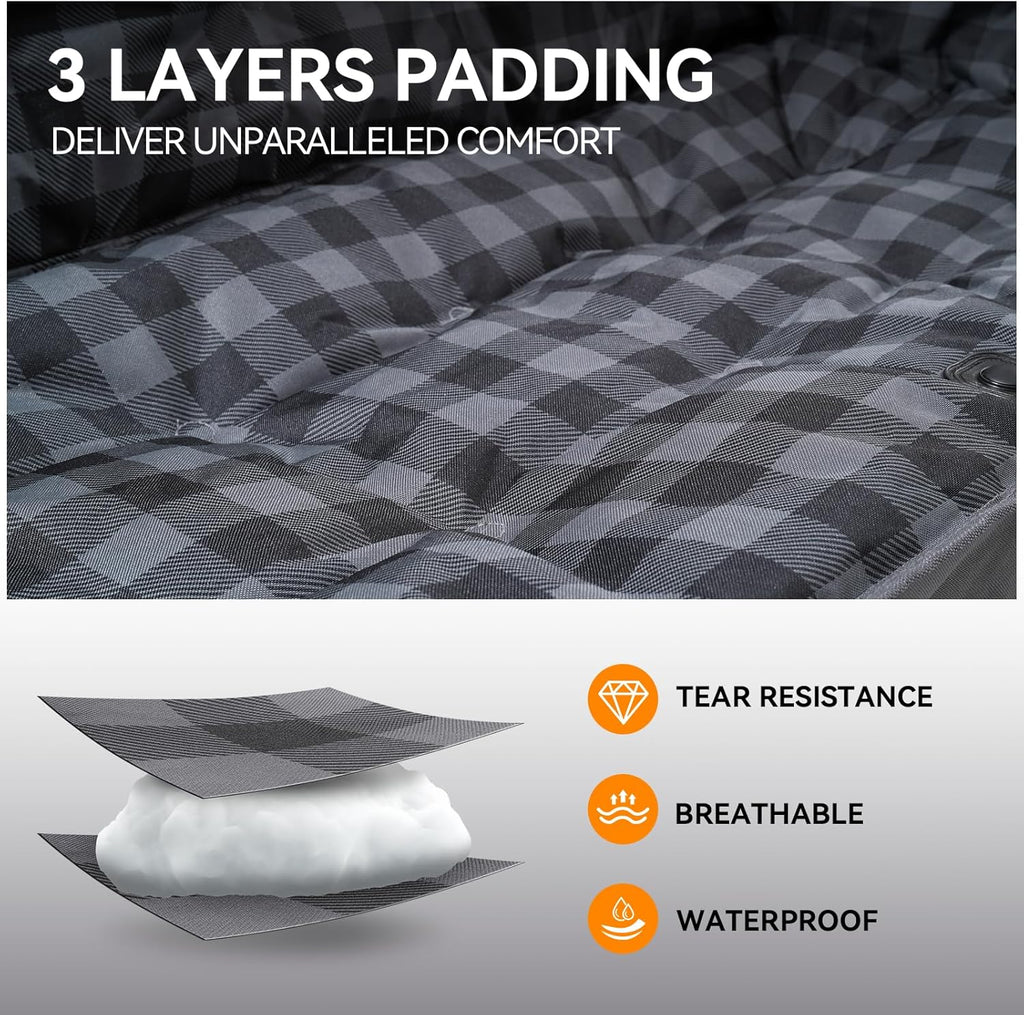 Chaise de camping rembourrée - Canapé de camping extra large et robuste, canapé pliable portable avec porte-gobelet et sac de transport