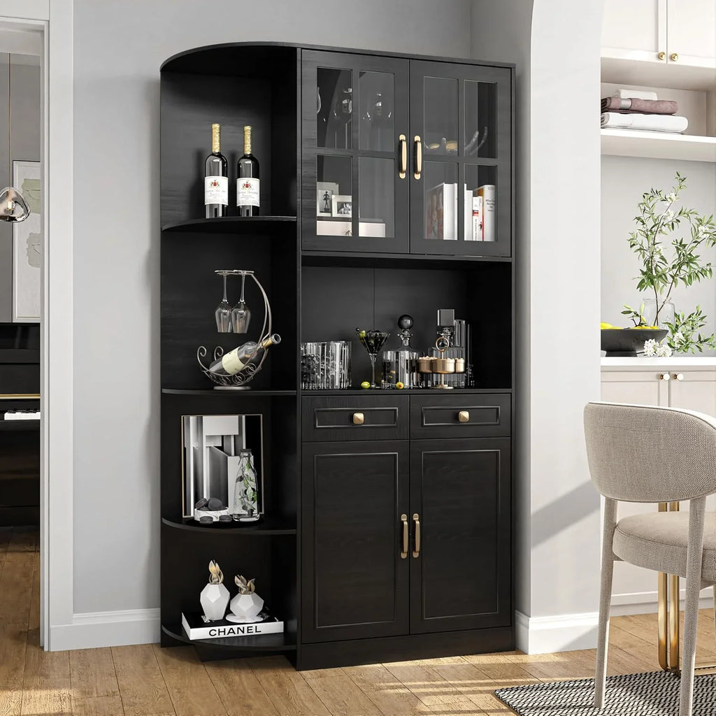 Armoire de garde-manger de 180 cm de haut avec portes vitrées