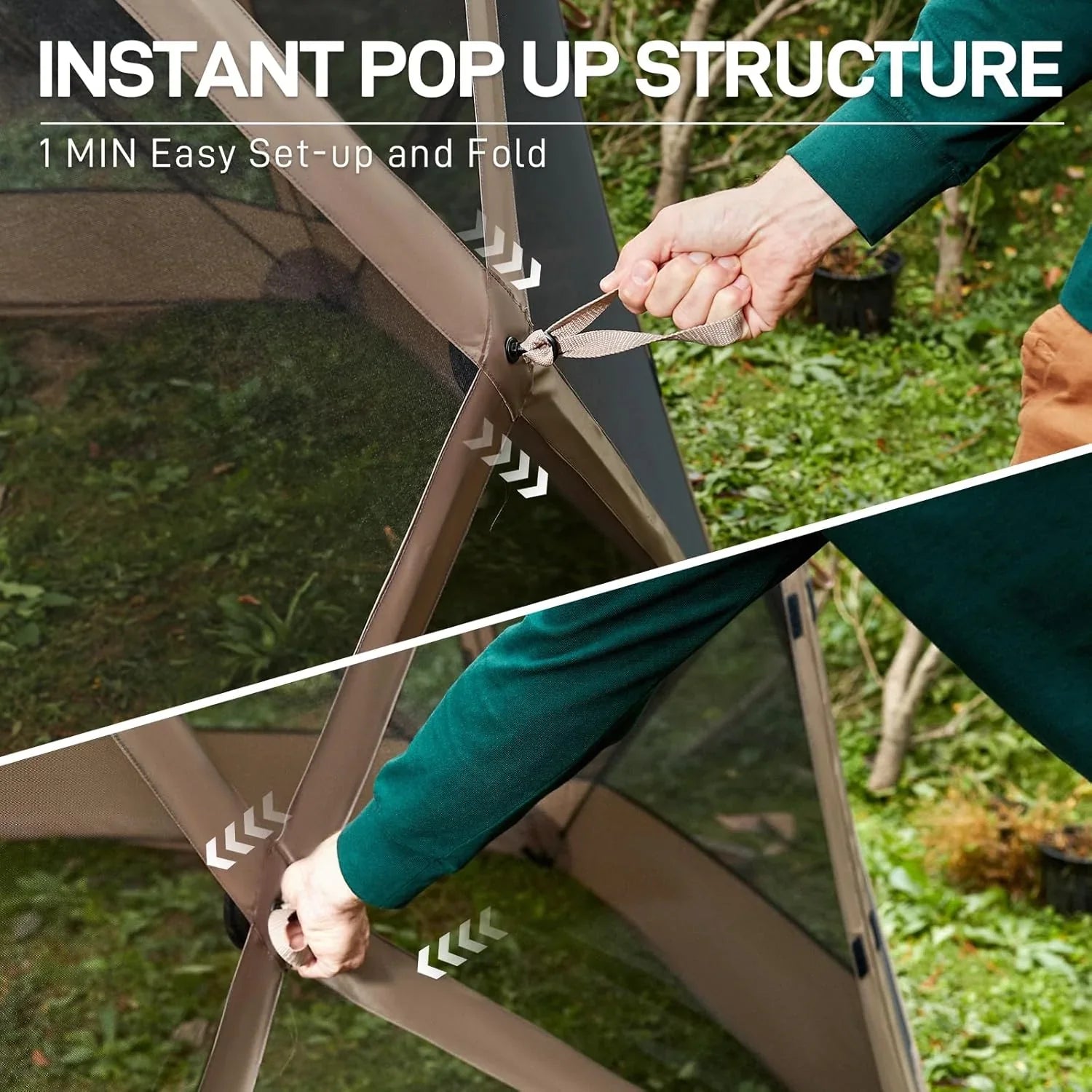 Tente de camping à moustiquaire escamotable 3,5 x 3 m, tonnelle à moustiquaire instantanée avec filet, abri portable