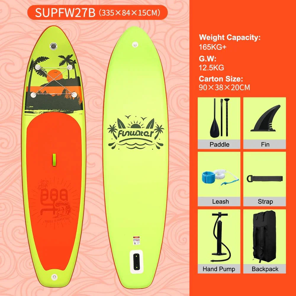 FunWater Stand Up Paddle Board Planche de paddle gonflable ultralégère avec accessoires SUP
