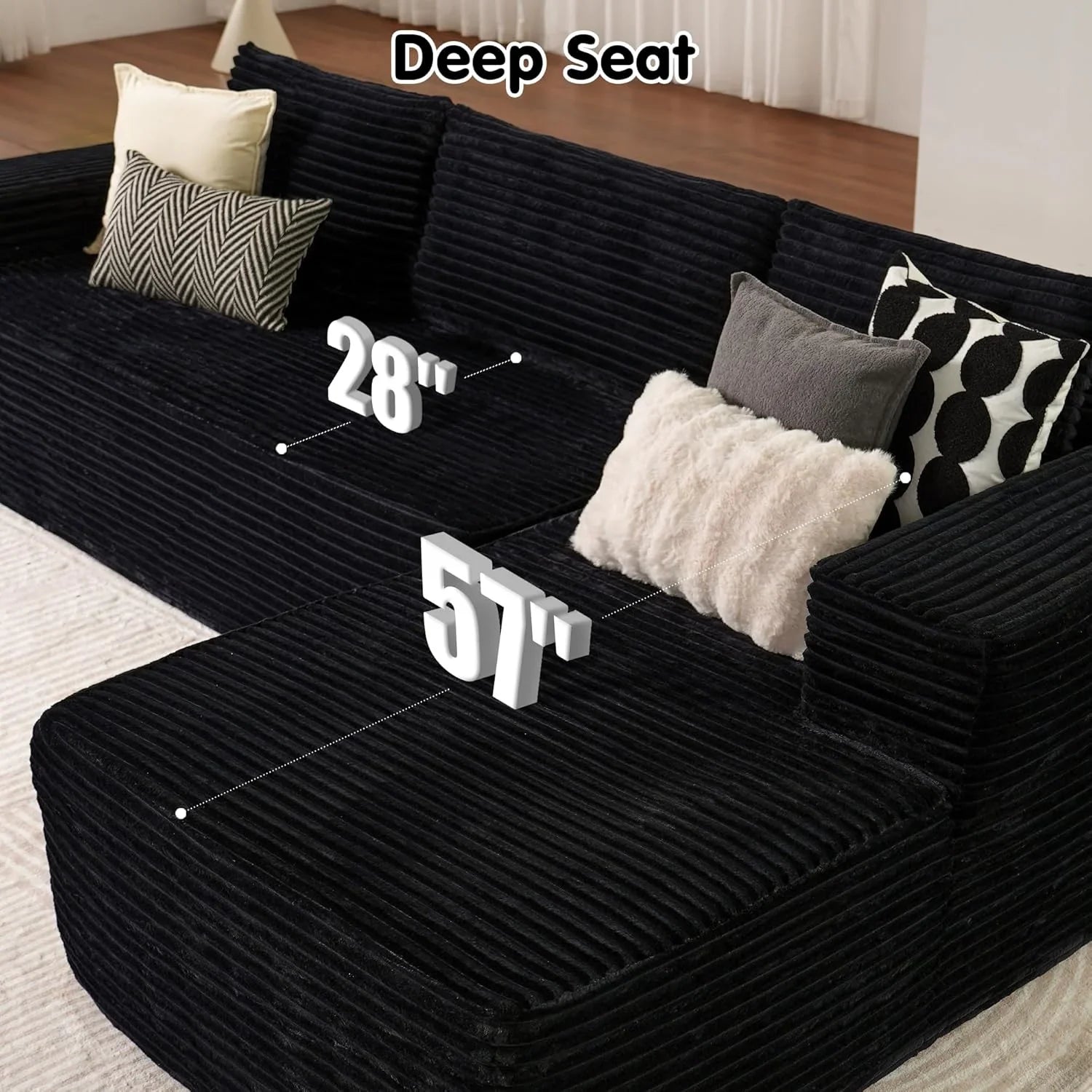 Canapé Ovios 104" Cloud Section Fauteuil en L, canapé modulaire moderne