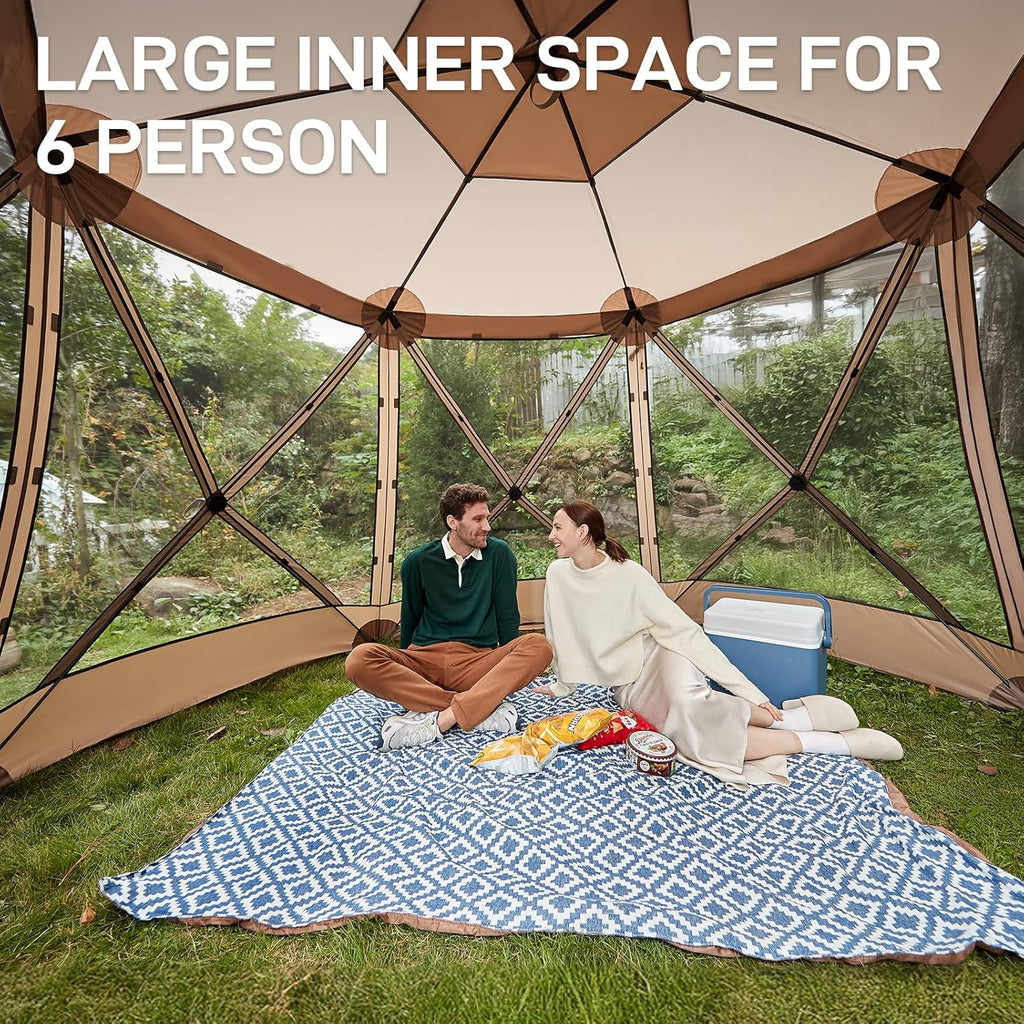 Tente de camping à moustiquaire escamotable 3,5 x 3 m, tonnelle à moustiquaire instantanée avec filet, abri portable