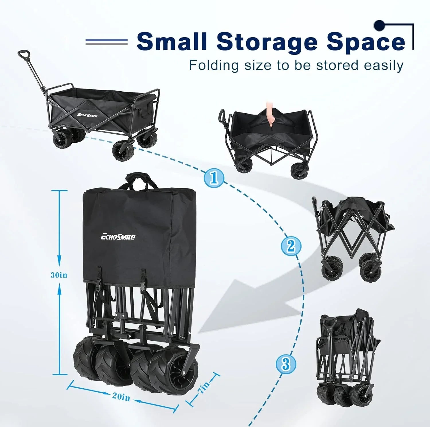Caravane pliable robuste d'une capacité de 350 lb, caravane de camping pliante extérieure, chariot d'épicerie portable, chariot roulant réglable