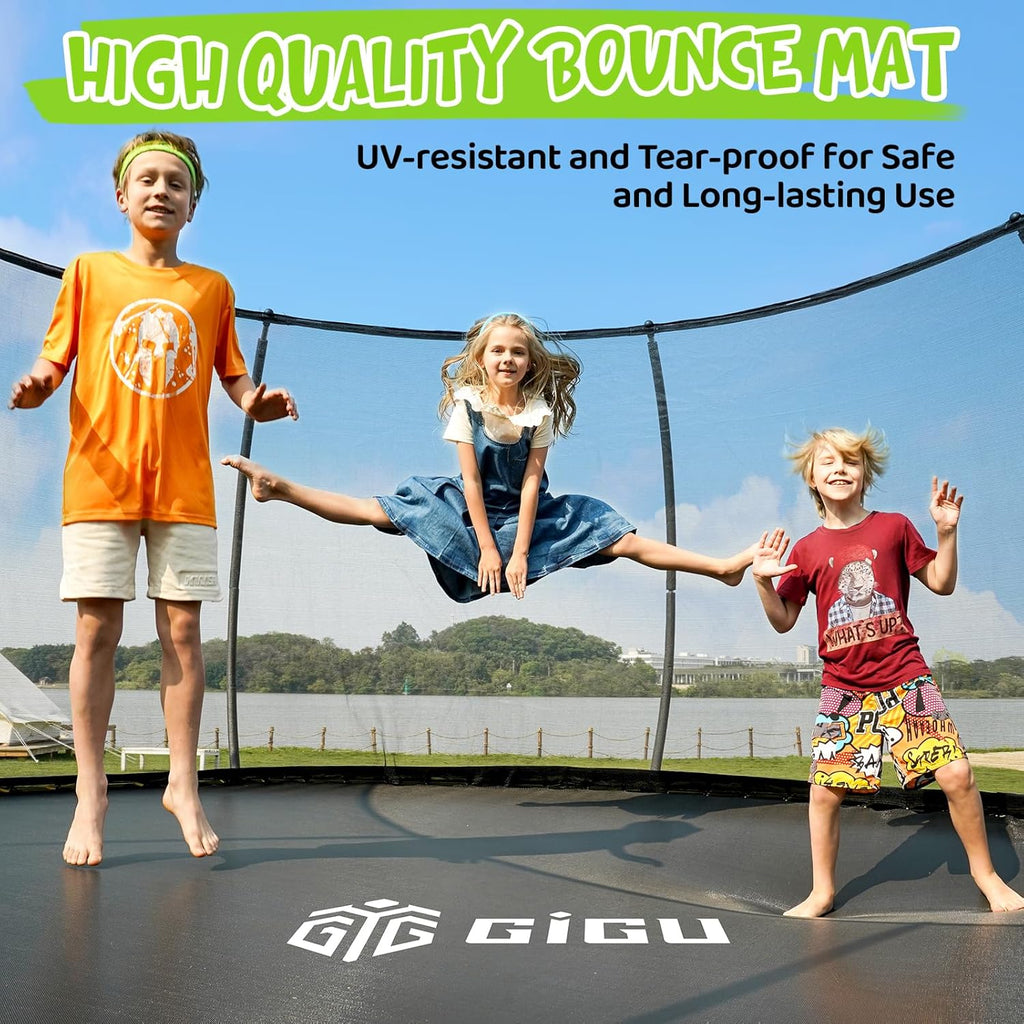 Trampoline récréatif Gigu de 10 pieds, 12 pieds et 14 pieds avec clôture et échelle, revêtement antirouille