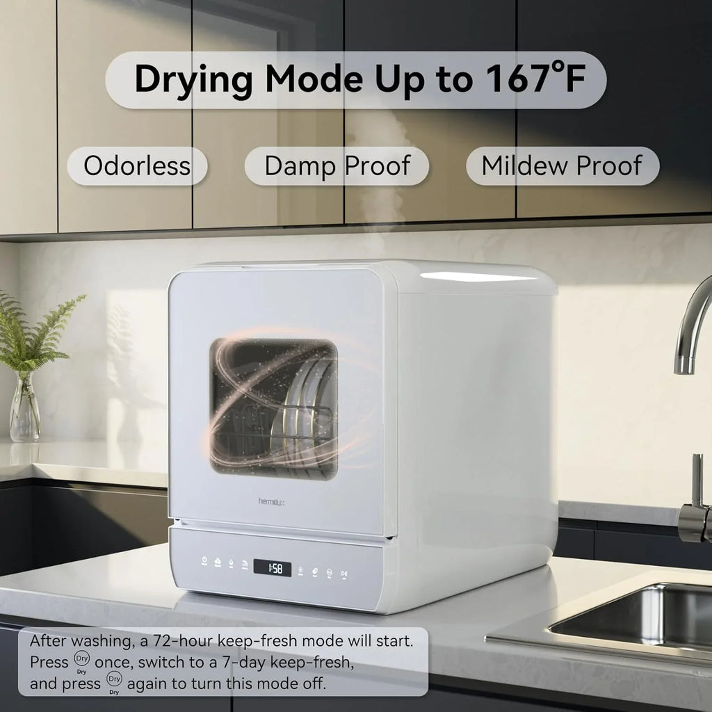 Lave-vaisselle de table Hermitlux, 7 programmes de lavage, mini lave-vaisselle portable