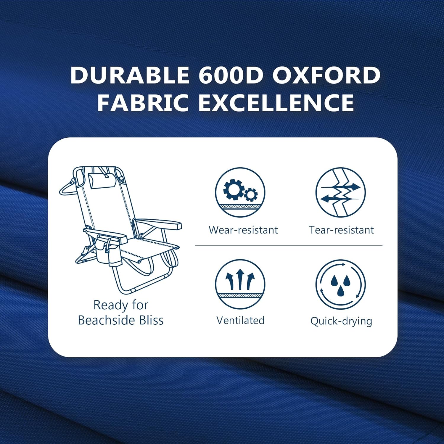 Lot de 2 chaises de plage compactes et portables pour adultes, en aluminium, 5 positions, avec pochette isotherme