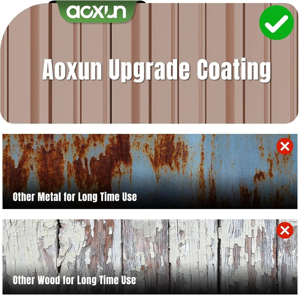 Abri de jardin extérieur Aoxun 6,2 x 4 pieds, abri de jardin en métal avec porte verrouillable et toit en pente, abri à outils, abri à vélos