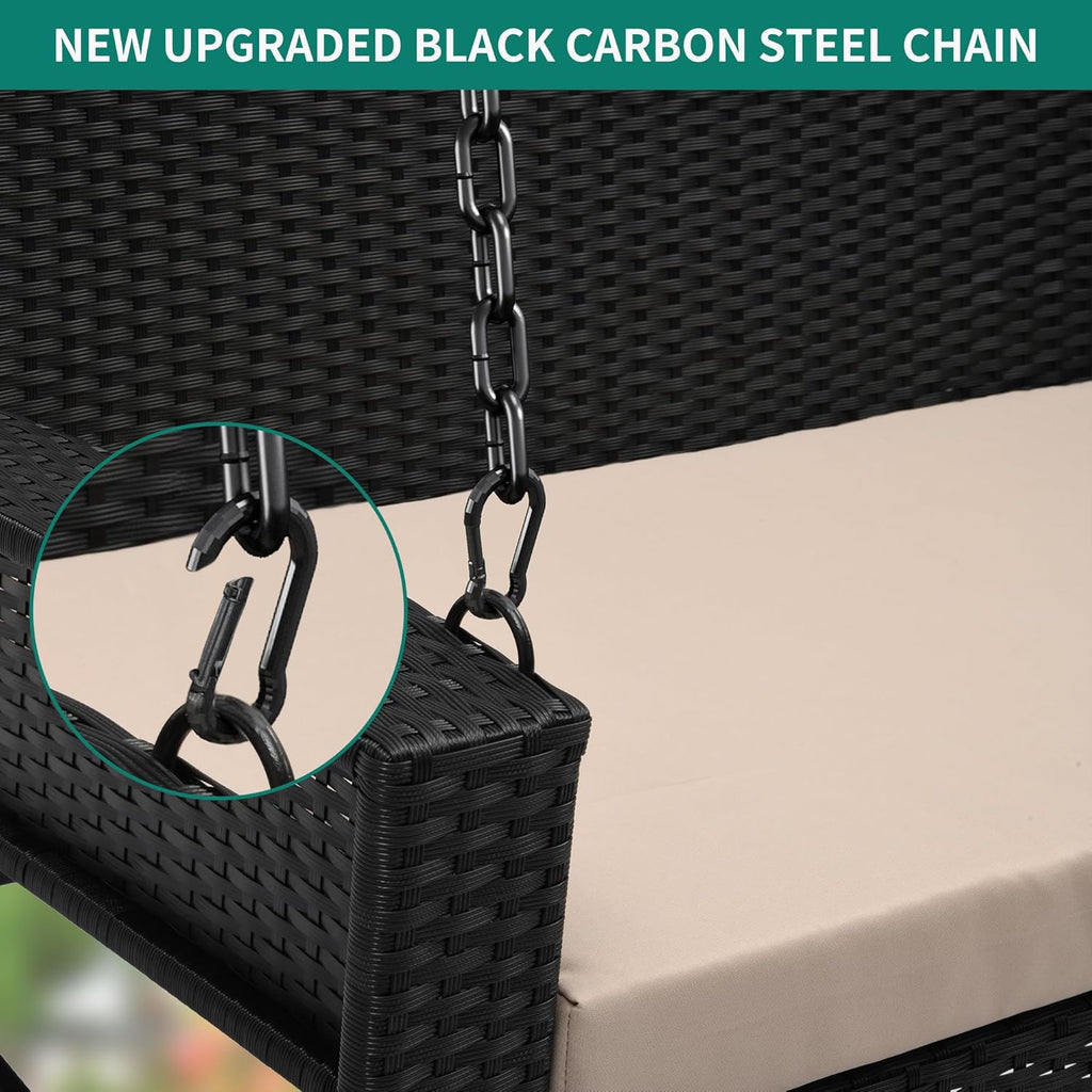 YITAHOME Balancelle suspendue pour porche, 3 places, banc d'extérieur en osier