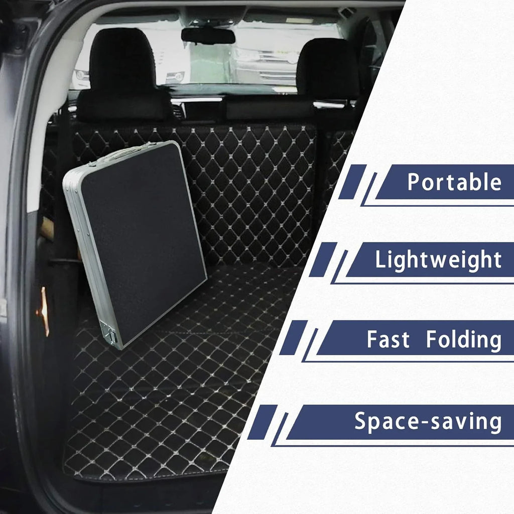 Table pliante d'extérieur en aluminium, légère, réglable en hauteur, avec rangement, pour barbecue, fête, camping