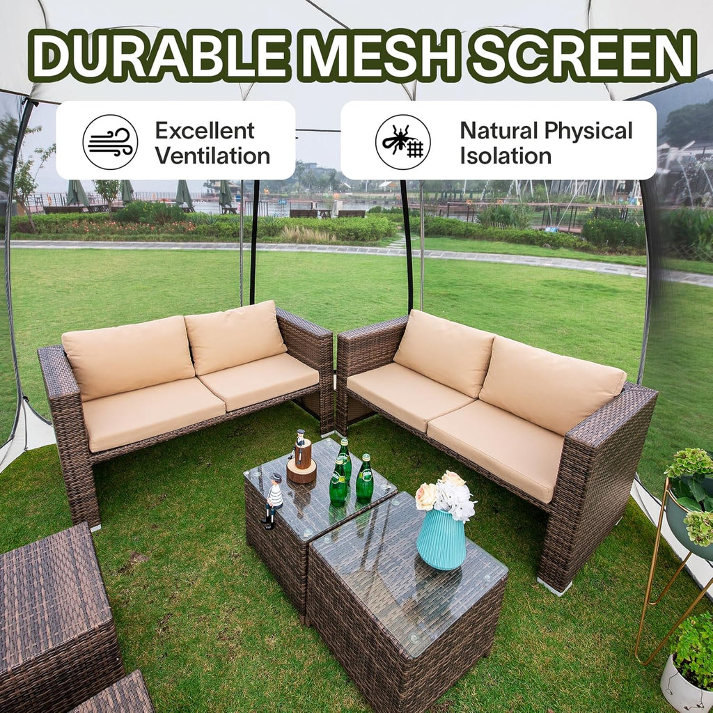 Gazebo à écran, peut accueillir 6 à 10 à 15 personnes Tente à baldaquin de style igloo avec moustiquaire sur les côtés Parfait pour le jardin, la terrasse, l'arrière-cour