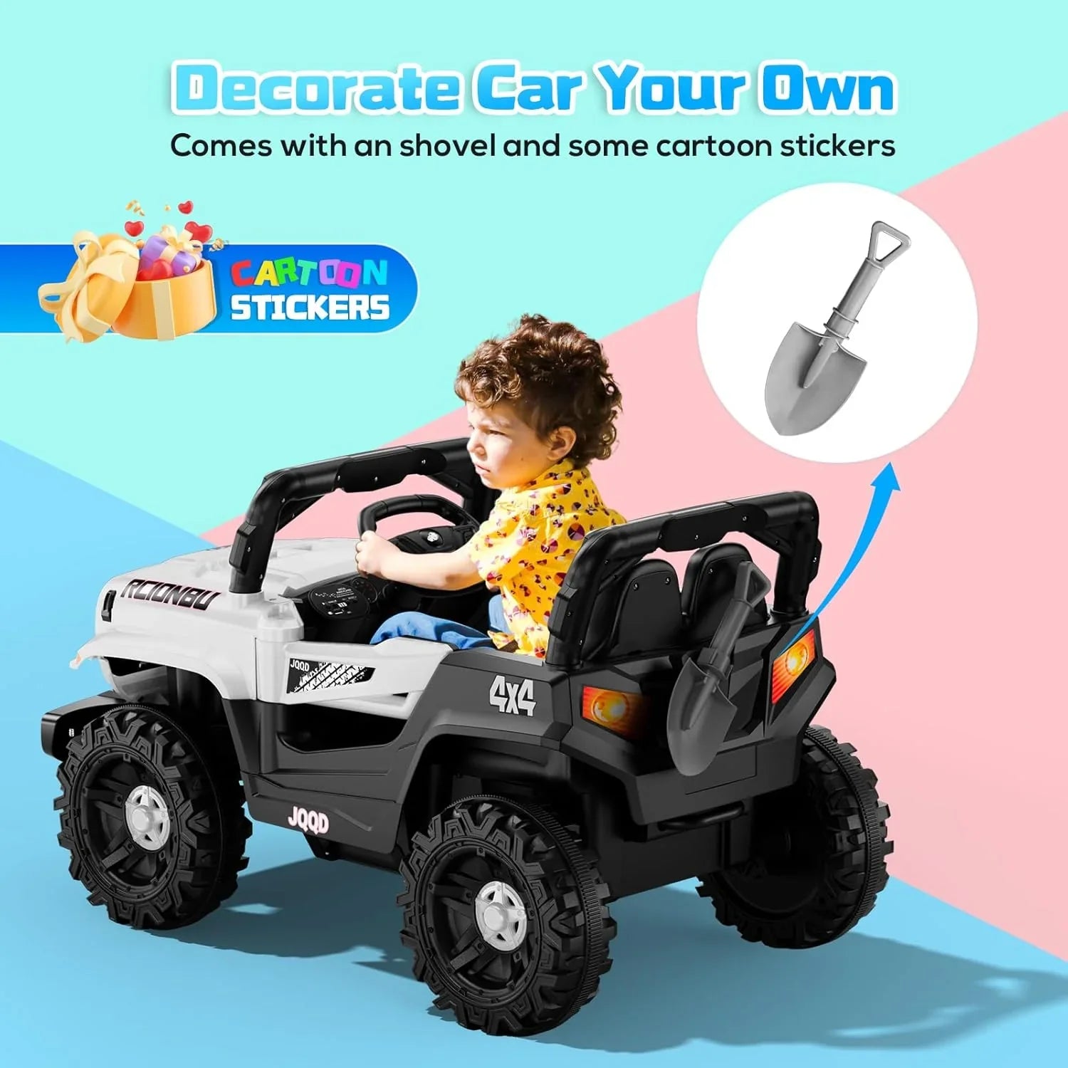 Camion de conduite pour enfants SEALIGHT 12 V, modèle 380 W, moteur, fonction de freinage d'urgence