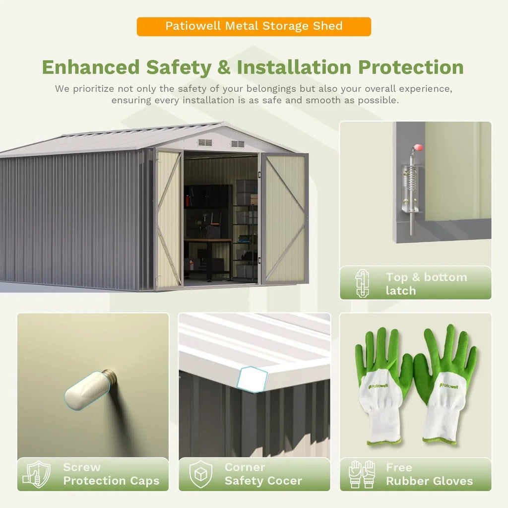 Patiowell Abri de rangement extérieur 5 x 3 pi, abri à outils avec toit en pente et porte verrouillable