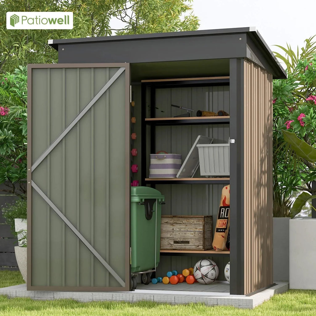 Patiowell Abri de rangement extérieur 5 x 3 pi, abri à outils avec toit en pente et porte verrouillable