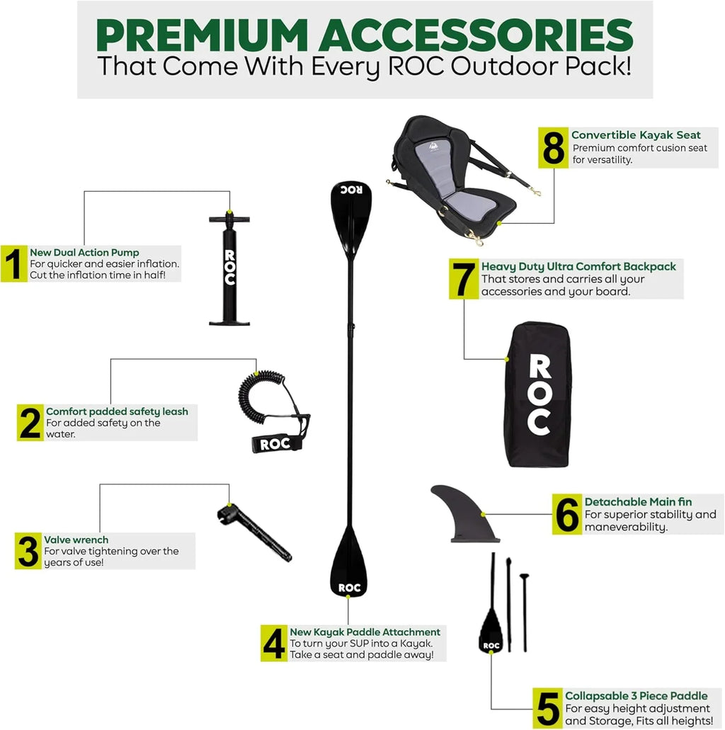 Planche de stand-up paddle gonflable ROC, accessoires de planche SUP paddle de haute qualité