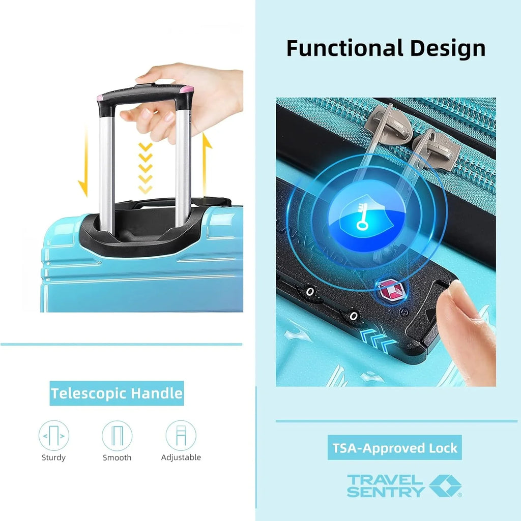 Ensemble de bagages 6 pièces, ensemble de valises rigides extensibles avec roulettes pivotantes, ensemble de bagages à roulettes légers