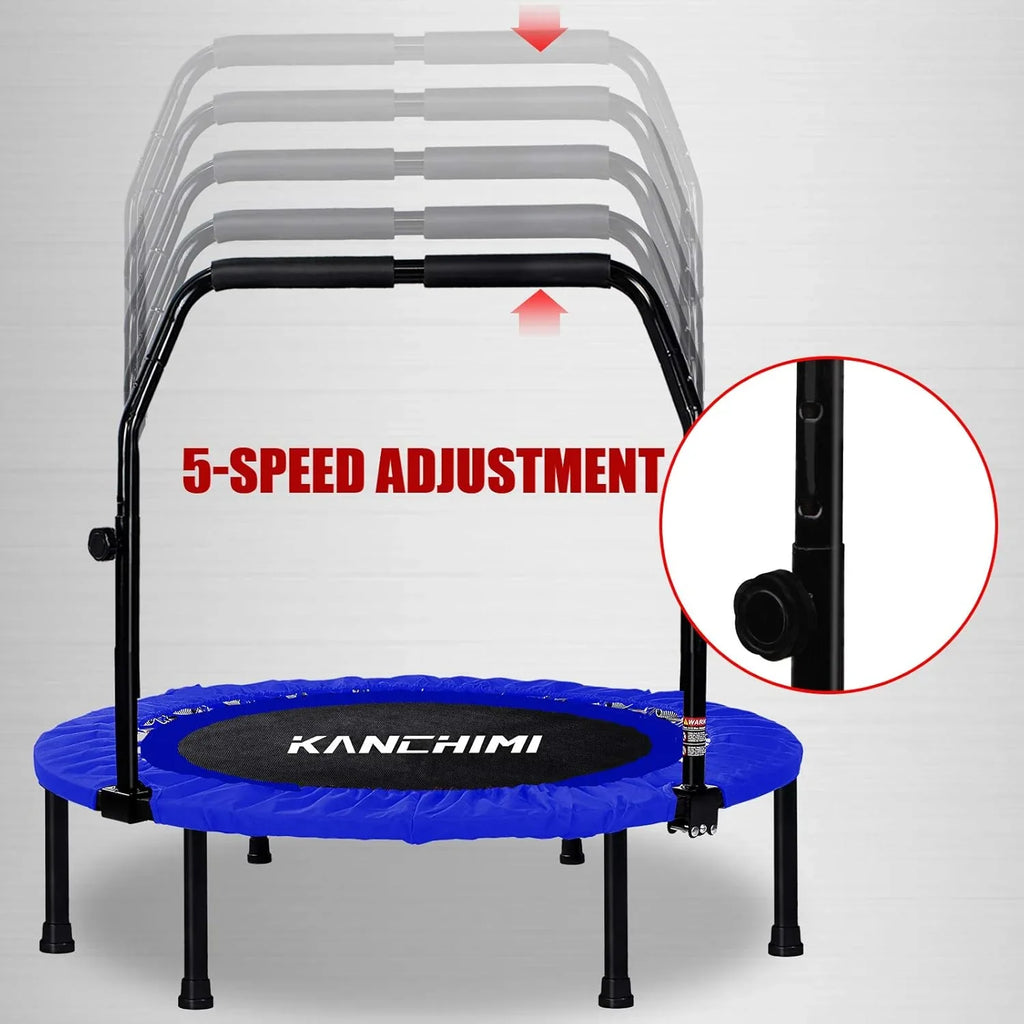 Kanchimi Mini Trampoline d'entraînement pliable de 40" à 48" avec poignée, charge maximale de 330 lb
