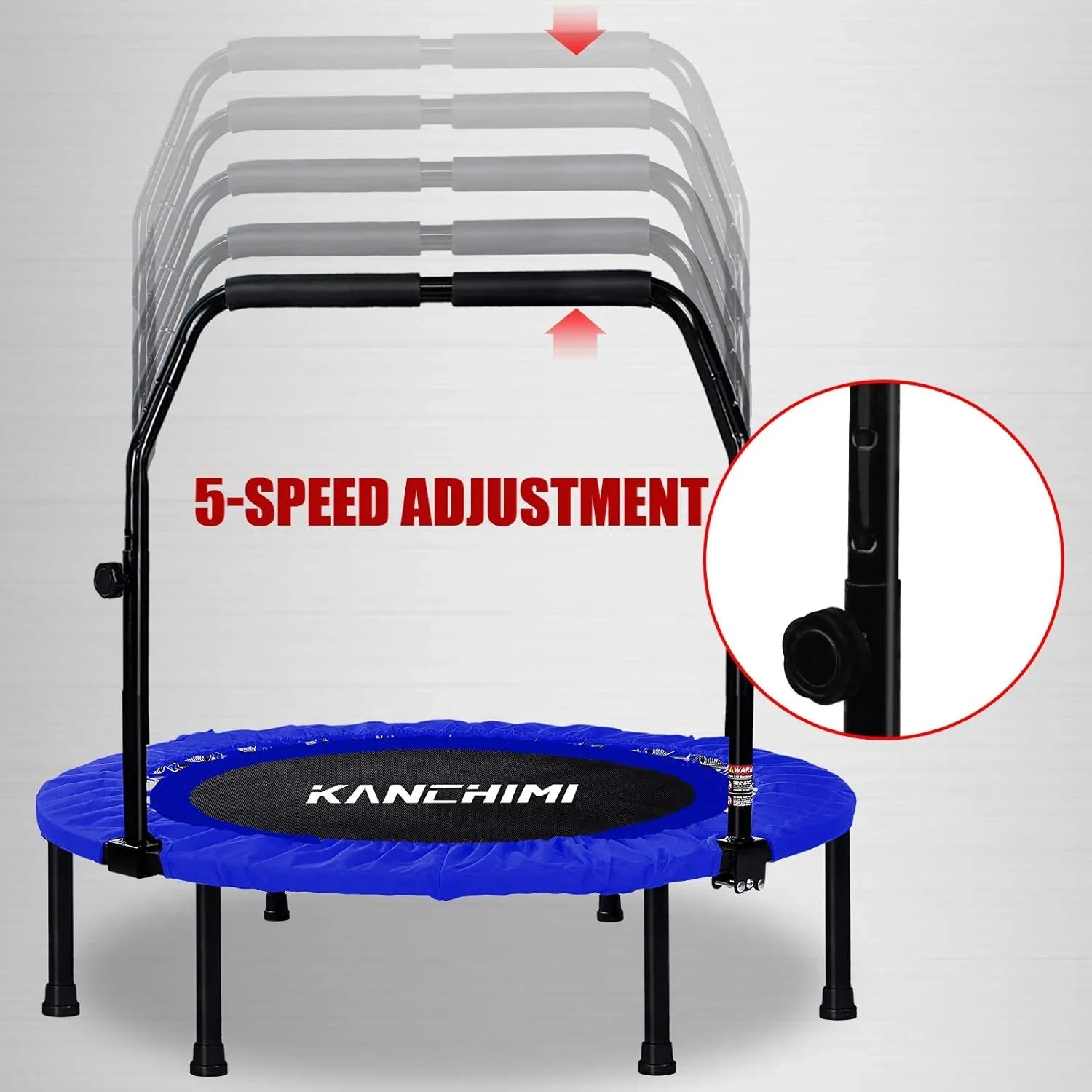 Kanchimi Mini Trampoline d'entraînement pliable de 40" à 48" avec poignée, charge maximale de 330 lb
