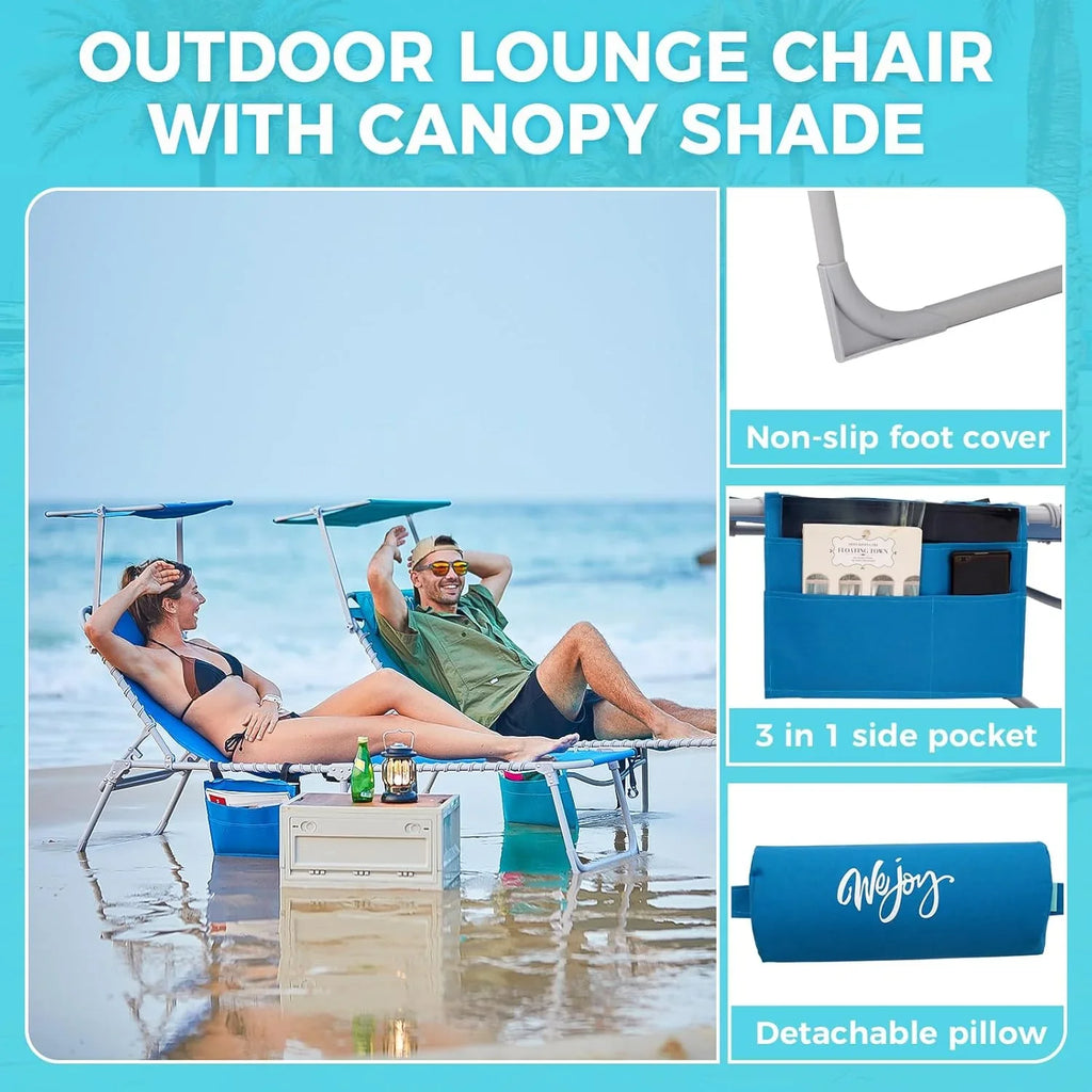 Lot de 2 chaises longues d'extérieur - Chaise longue pliante portable pour patio, piscine, camping, inclinable et réglable sur 5 positions