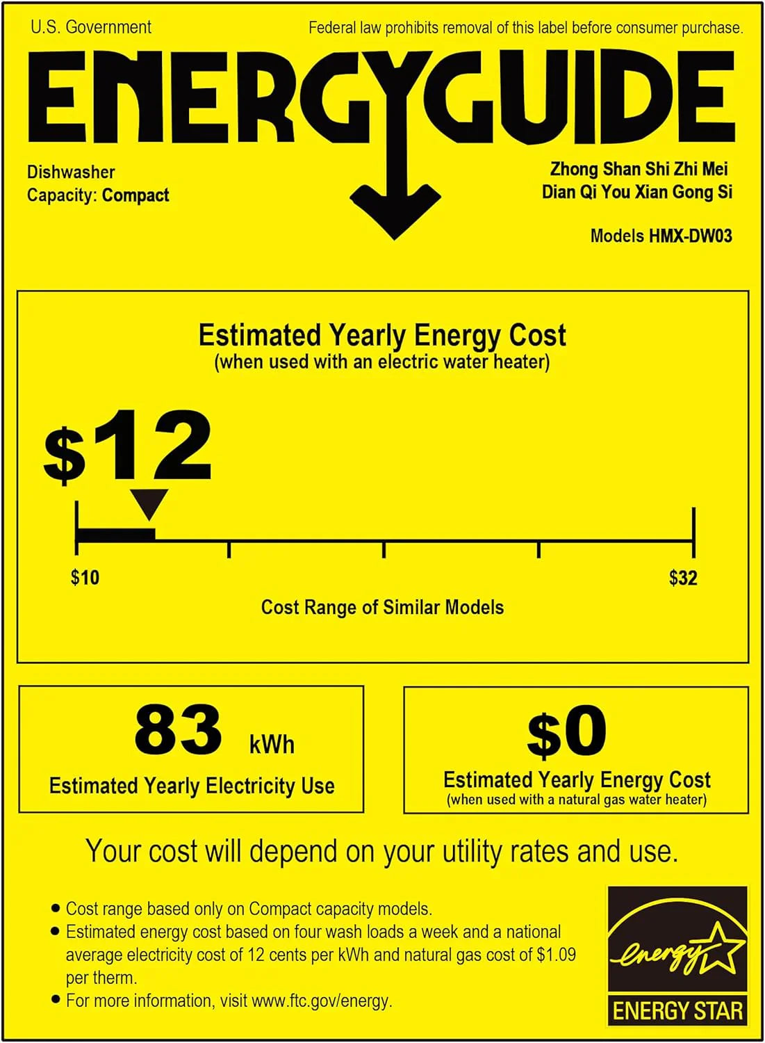 Lave-vaisselle de table Hermitlux, 7 programmes de lavage, mini lave-vaisselle portable