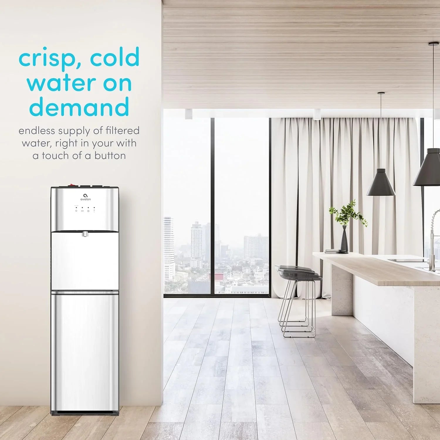 Distributeur d'eau Avalon à chargement par le bas avec BioGuard - 3 réglages de température : chaud, froid et température ambiante