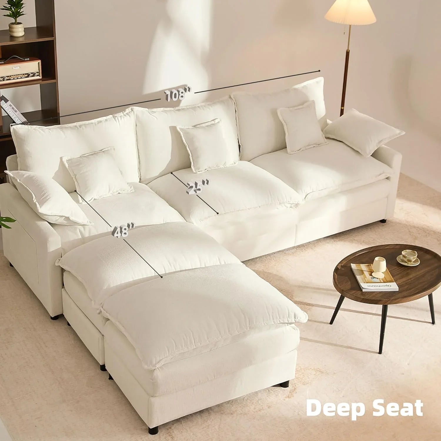 Canapé en U 108", canapé modulaire Canapé nuage confortable