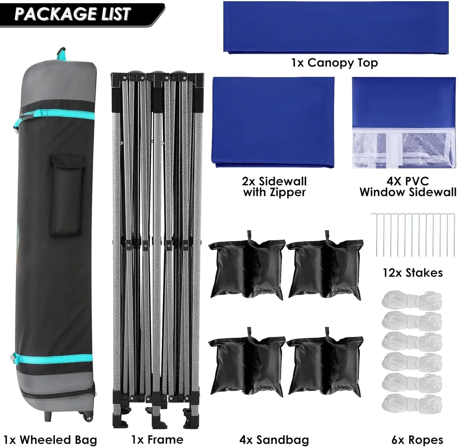 Tente pop-up robuste COBIZI 10x20 avec 6 parois latérales, facile à installer