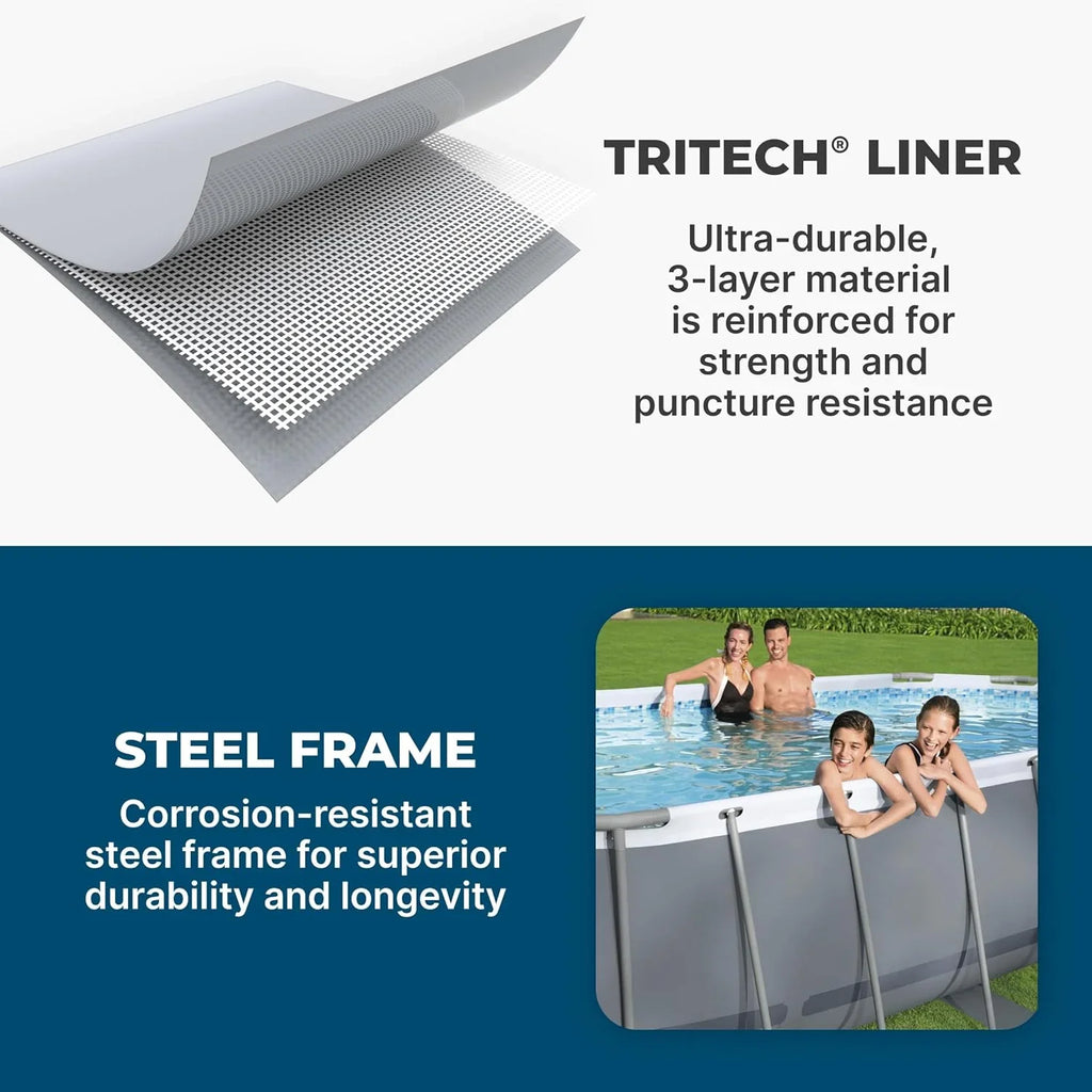 Piscine hors sol ovale Power Steel 4,3 m x 2,4 m x 100 cm | Comprend une pompe de filtration de 2070 litres, une échelle et un distributeur ChemConnect.