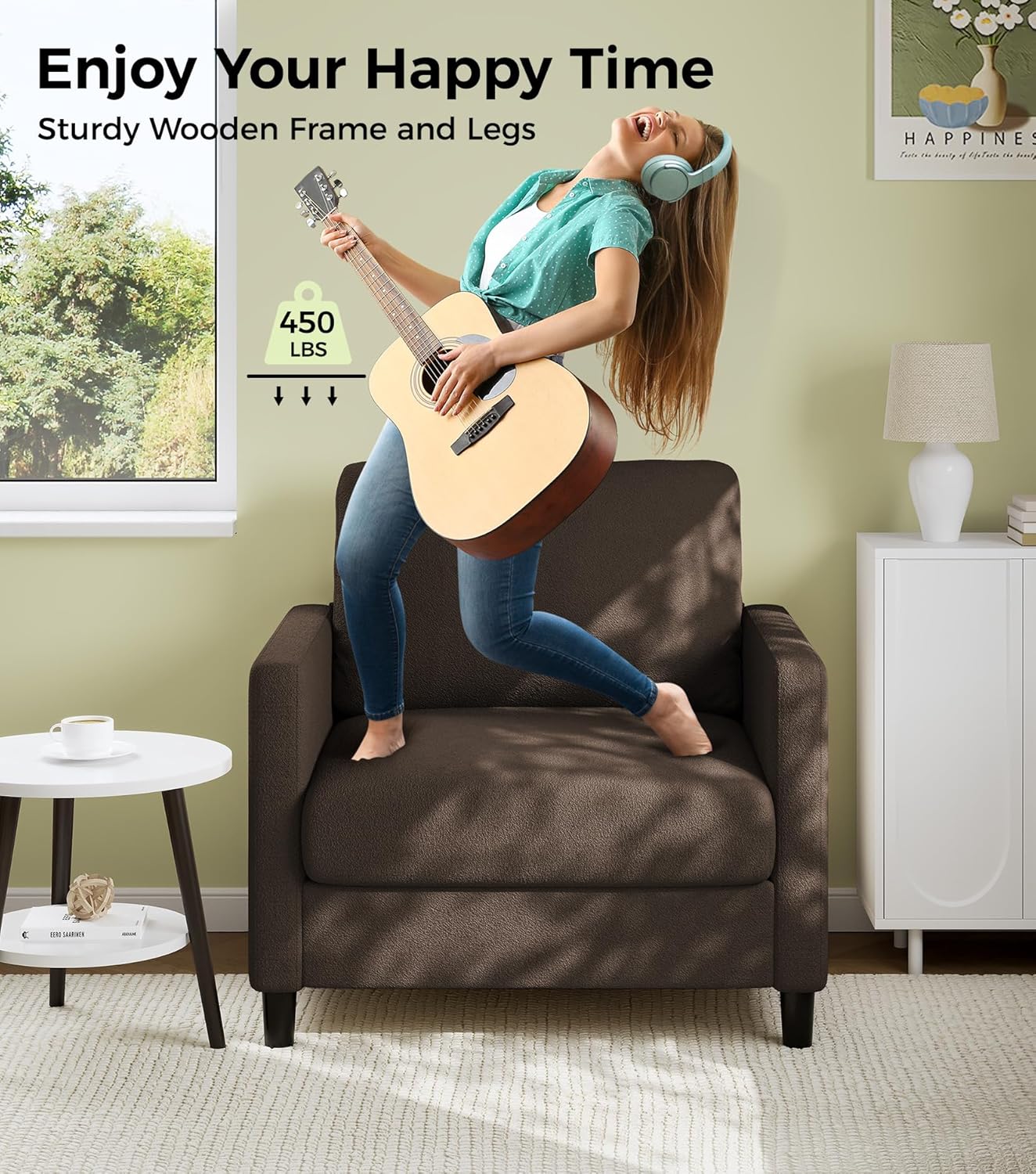 Causeuse de 51 pouces, causeuse confortable en velours côtelé