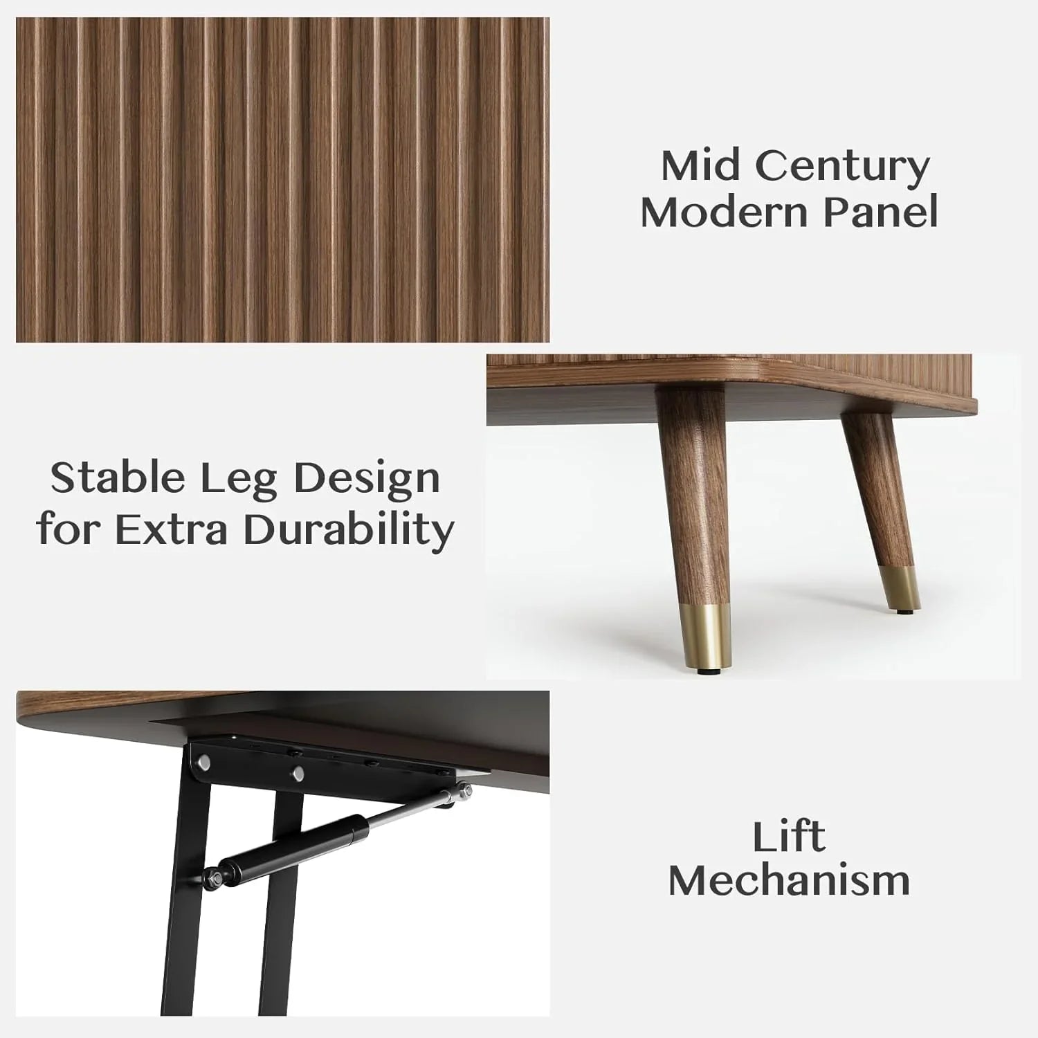 Table basse ronde avec rangement, table centrale encastrée avec portes coulissantes