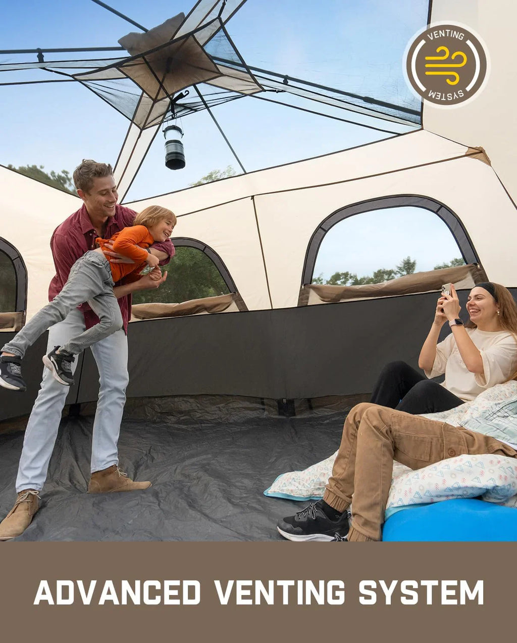 Tente de camping portable pour 4/6/8/10 personnes avec cabine instantanée et résistante à la pluie et au vent