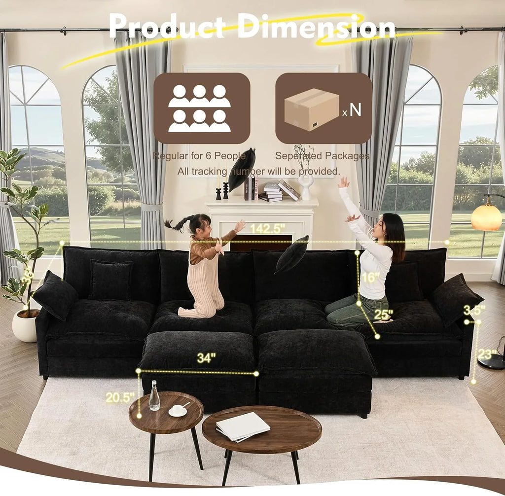 Canapé en U 108", canapé modulaire Canapé nuage confortable