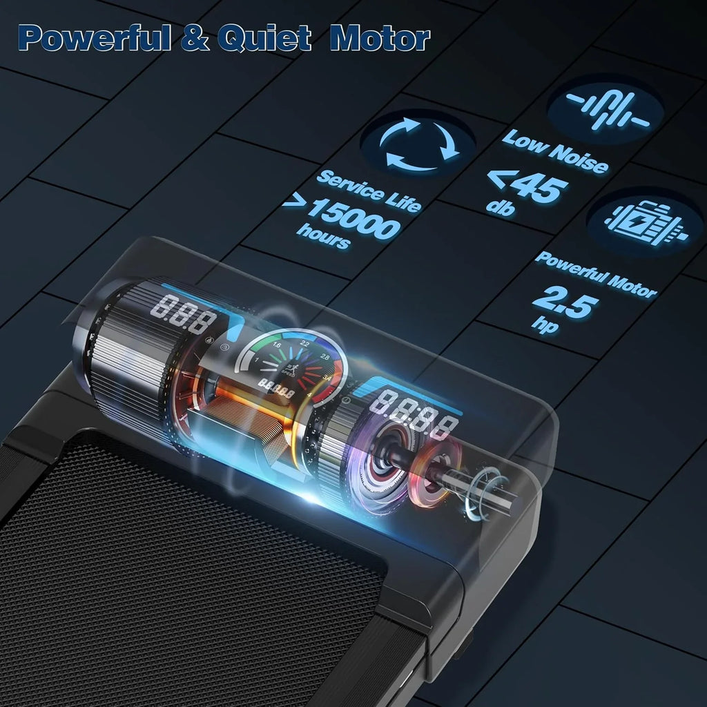 Le tapis de course Walking Pad est doté d'une inclinaison automatique de 12 % sur 9 niveaux, d'une capacité de 450 livres, d'un écran LED RVB et de haut-parleurs Bluetooth.