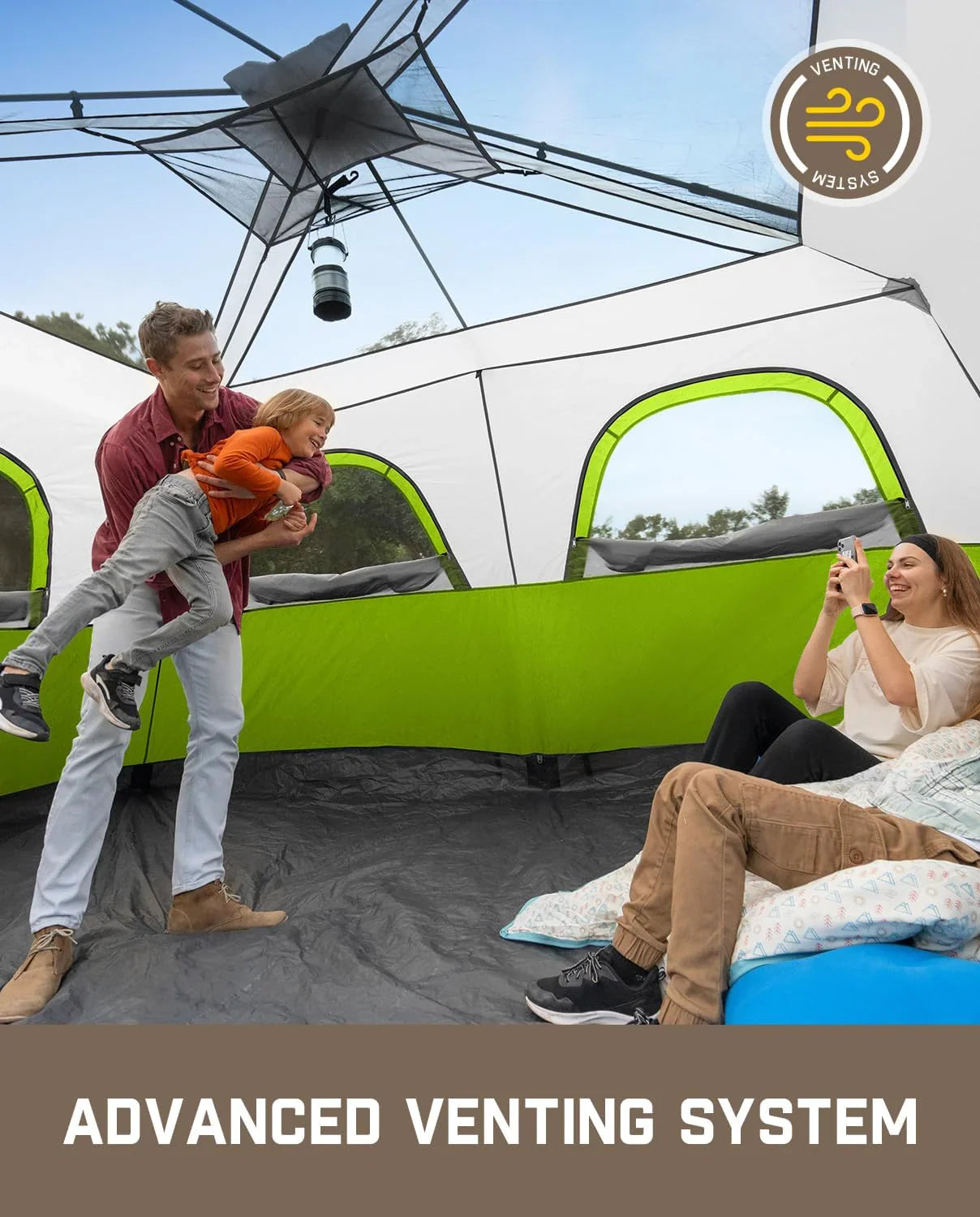 Tente de camping portable pour 4/6/8/10 personnes avec cabine instantanée et résistante à la pluie et au vent