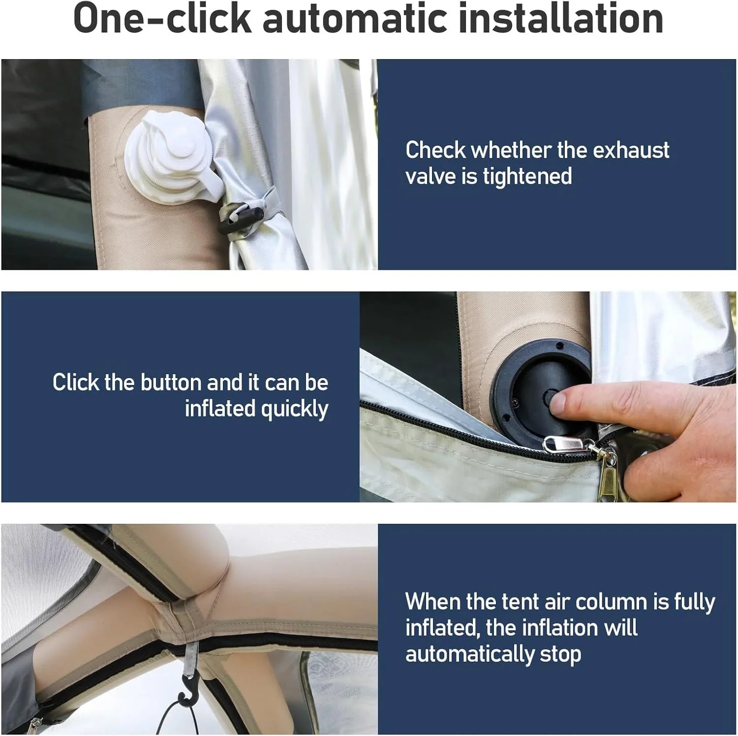 Tente de camping gonflable automatique 3-4 personnes camping de luxe adulte tente de maison gonflable imperméable tente extérieure